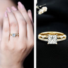 Rosec Jewels-Moissanite Square Cut Engagement Ring With Certificate
