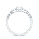 Rosec Jewels-6X8 mm Emerald Cut Moissanite Solitaire Engagement Double Band Ring