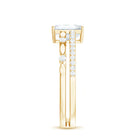 Rosec Jewels-6X8 mm Emerald Cut Moissanite Solitaire Engagement Double Band Ring