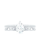 Pear Shaped Moissanite Double Band Engagement Ring D-VS1 - Rosec Jewels