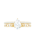 Pear Shaped Moissanite Double Band Engagement Ring D-VS1 - Rosec Jewels