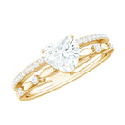 7 mm Heart Moissanite Solitaire Double Band Ring Set D-VS1 - Rosec Jewels