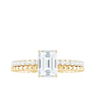 Certified 6X8mm Emerald Cut Moissanite Solitaire Engagement Ring D-VS1 - Rosec Jewels