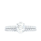 5x7mm Solitaire Moissanite Oblong Engagement Ring D-VS1 - Rosec Jewels