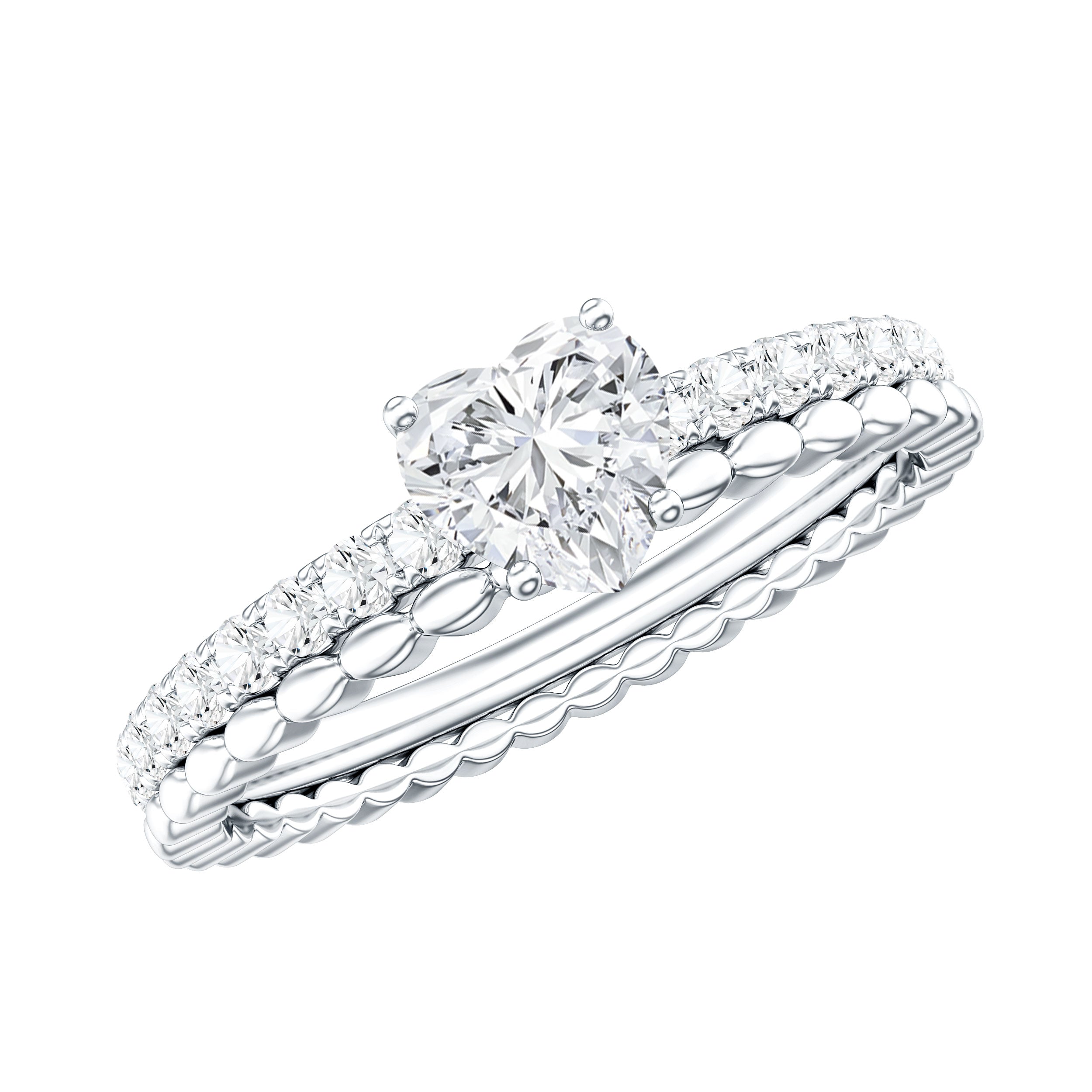 Heart Shape Moissanite Designer Engagement Ring for Women D-VS1 - Rosec Jewels