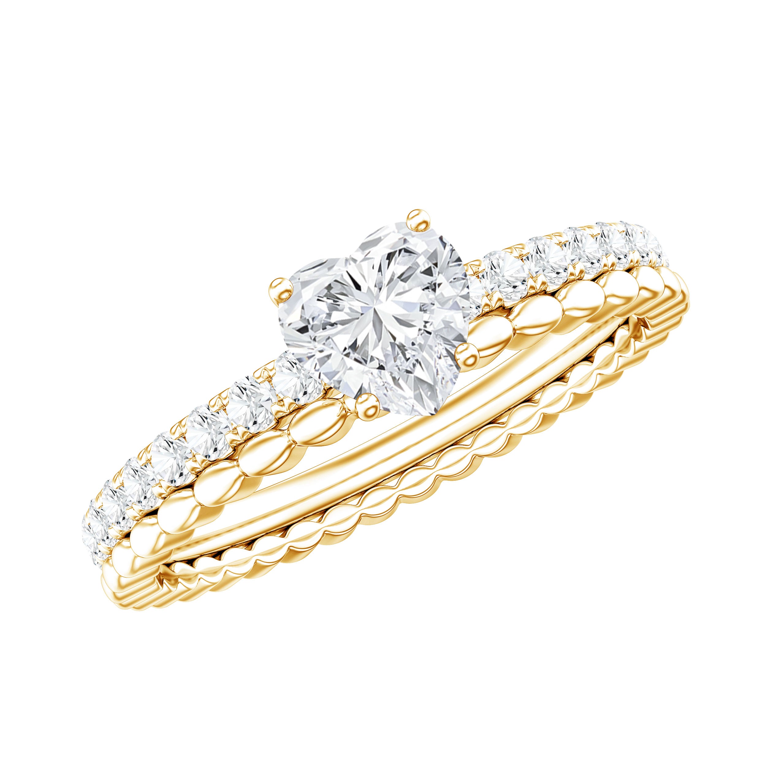 Heart Shape Moissanite Designer Engagement Ring for Women D-VS1 - Rosec Jewels