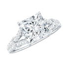 3 Carat Princess Cut Moissanite Solitaire Engagement Ring in Split Shank D-VS1 - Rosec Jewels