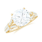 Cushion Cut Moissanite Solitaire Engagement Ring with Split Shank D-VS1 - Rosec Jewels