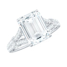 7x9 MM Emerald Cut Moissanite Split Shank Engagement Ring for Women D-VS1 - Rosec Jewels