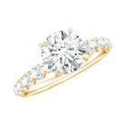 Round Cut Moissanite Solitaire Engagement Ring with Side Stones D-VS1 - Rosec Jewels