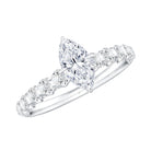 Marquise Moissanite Solitaire Engagement Ring with Side Stones D-VS1 - Rosec Jewels