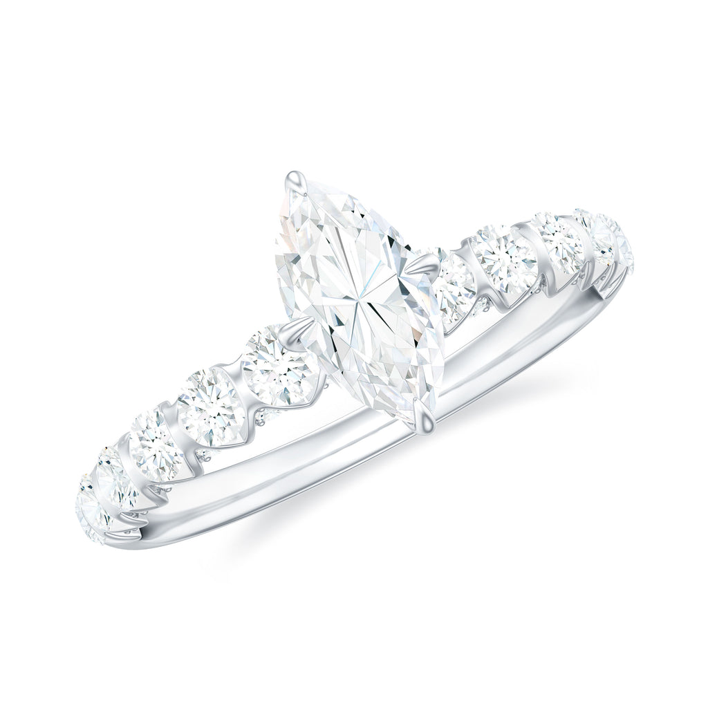 Naomi Watts Inspired Moissanite Solitaire Engagement Ring with Side Stones Moissanite - ( D-VS1 ) - Color and Clarity - Rosec Jewels