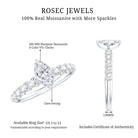 Marquise Moissanite Solitaire Engagement Ring with Side Stones D-VS1 - Rosec Jewels