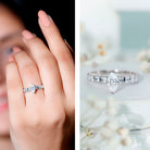 Marquise Moissanite Solitaire Engagement Ring with Side Stones D-VS1 - Rosec Jewels