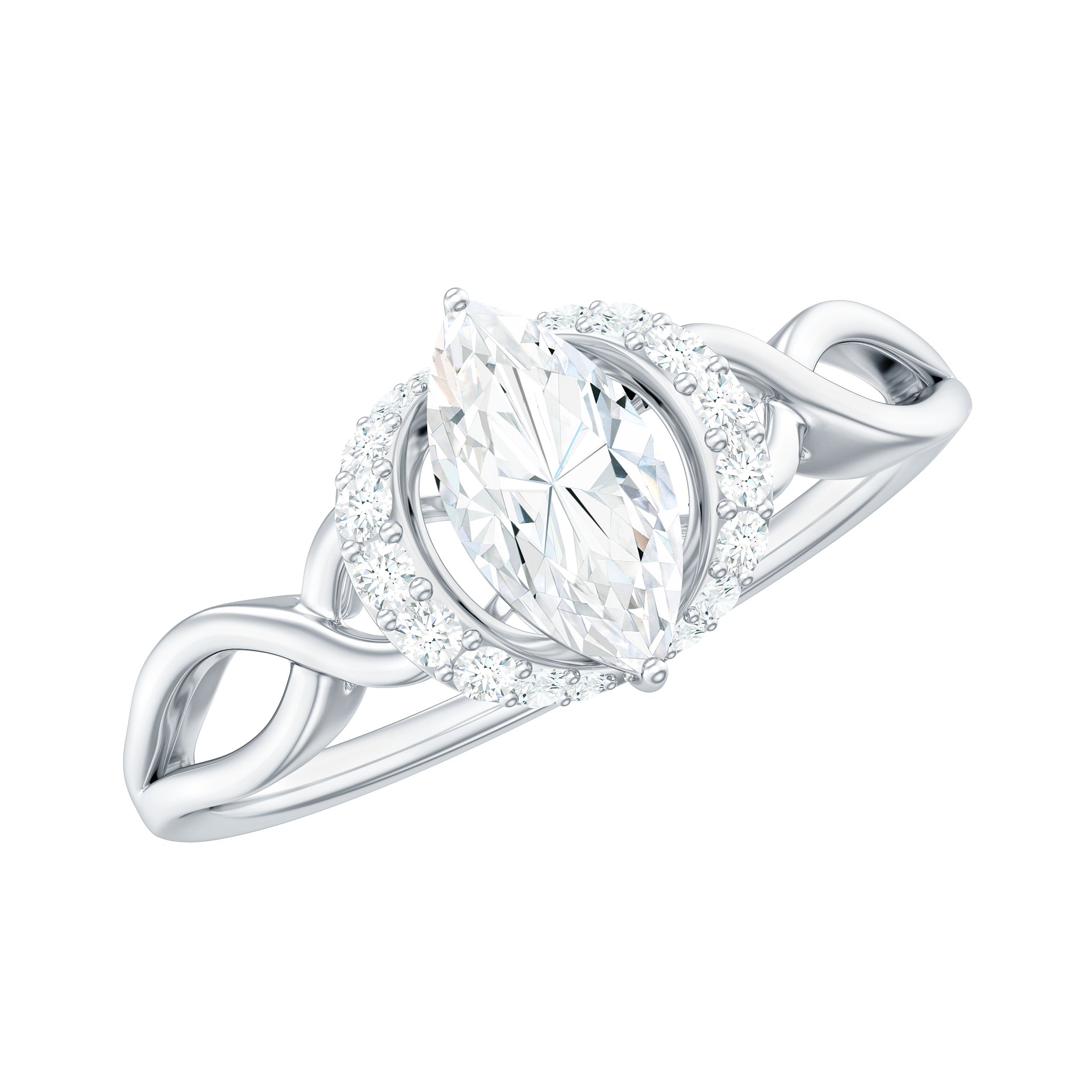 Marquise Cut Moissanite Infinity Engagement Ring