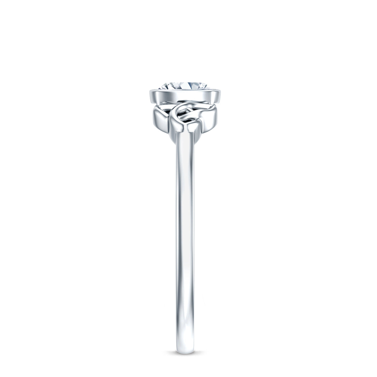 Brilliant Cut Moissanite Celtic Knot Engagement Ring in Bezel Setting D-VS1 - Rosec Jewels