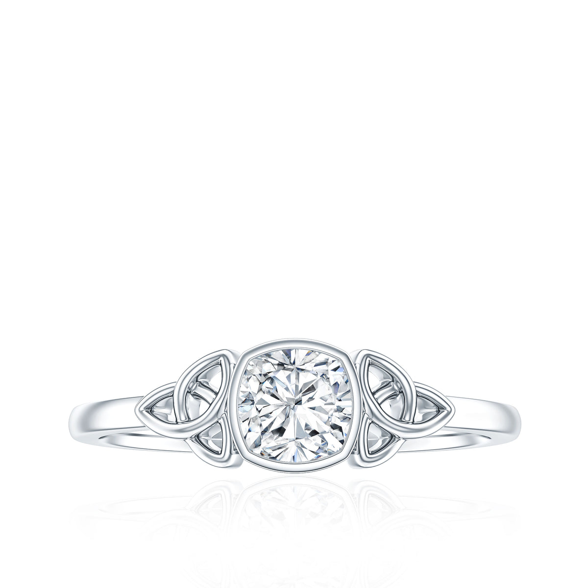Brilliant Cut Moissanite Celtic Knot Engagement Ring in Bezel Setting D-VS1 - Rosec Jewels