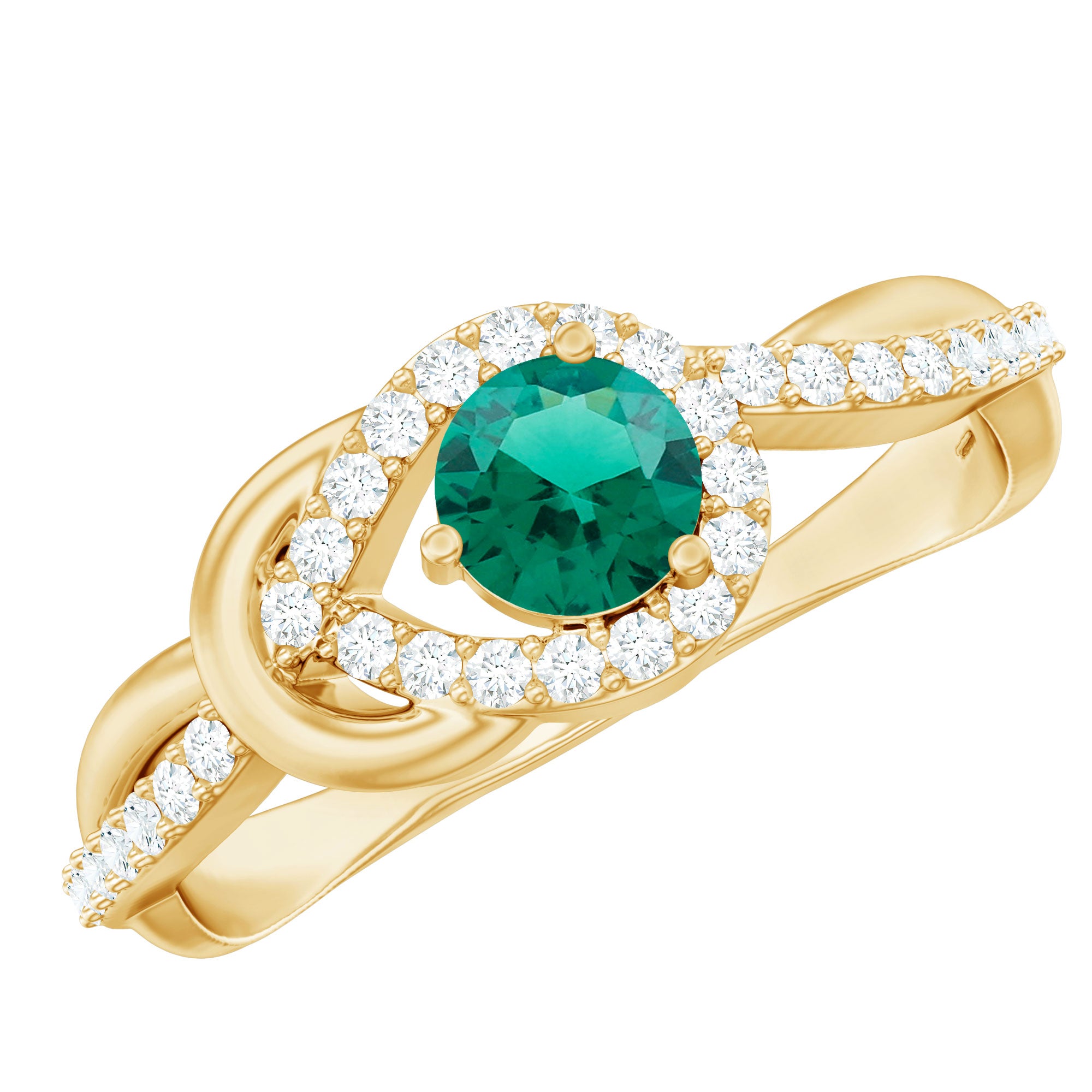 Rosec Jewels-Lab Created Emerald Infinity Promise Ring With Diamond