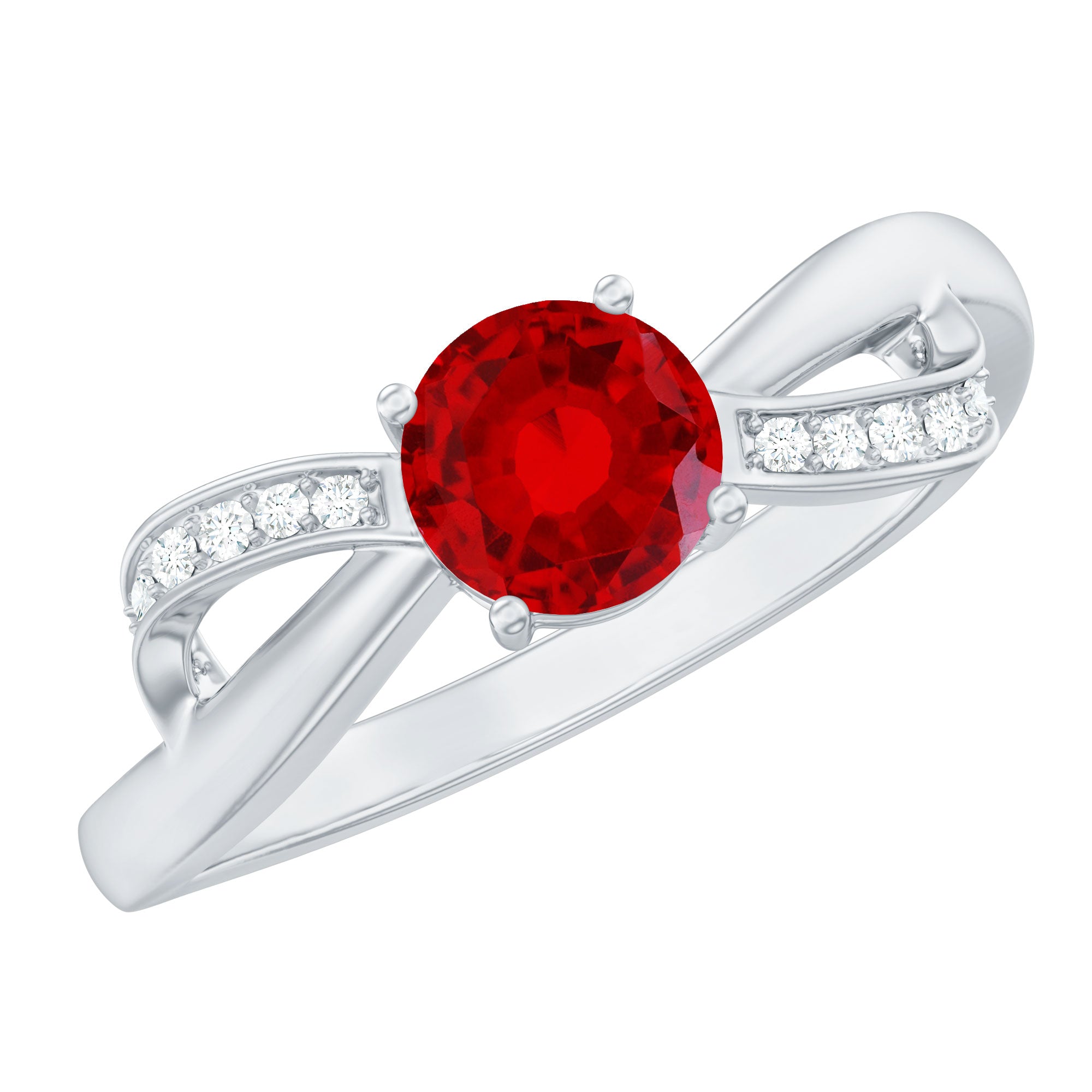 Certified Lab Grown Ruby Proposal Ring With Diamond AAAA - Rosec Jewels