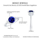 Certified 2.7 Carat Lab Grown Blue Sapphire Diamond Engagement Ring for Women AAAA - Rosec Jewels