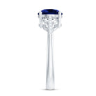 Certified 2.7 Carat Lab Grown Blue Sapphire Diamond Engagement Ring for Women AAAA - Rosec Jewels
