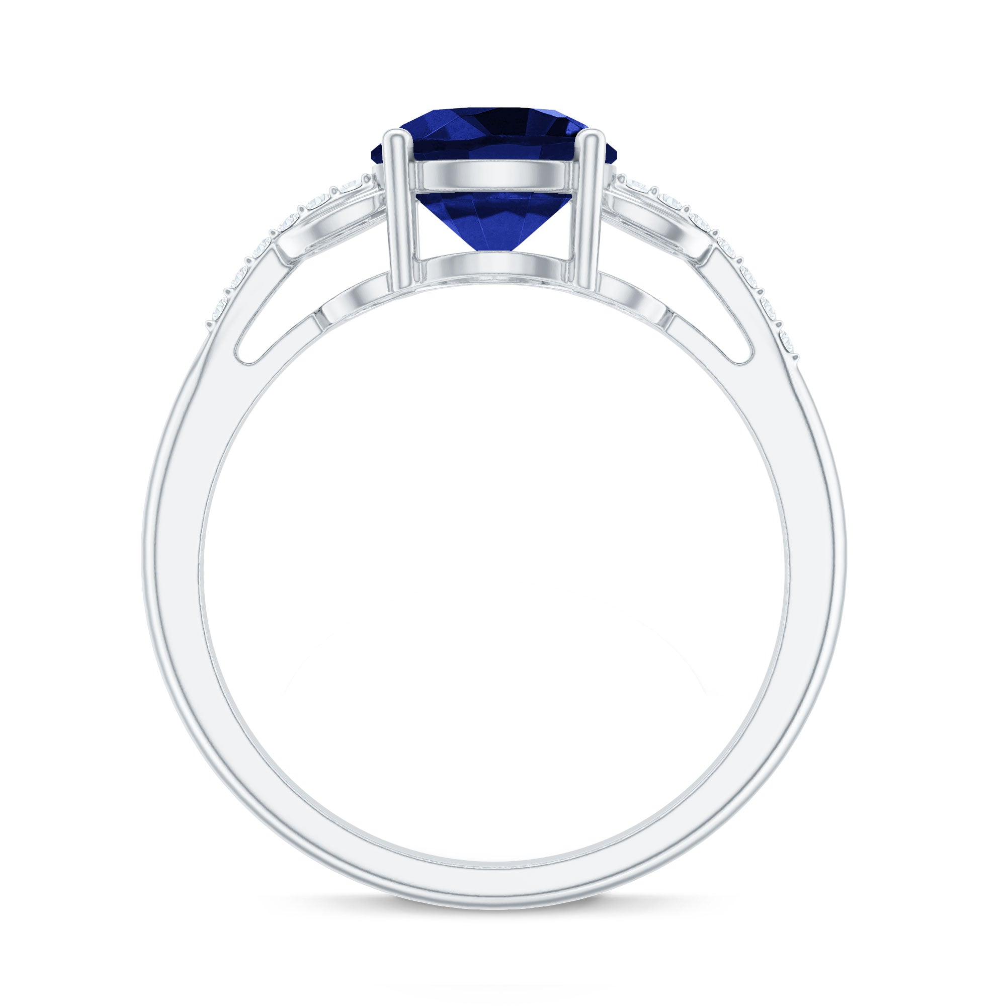Certified 2.7 Carat Lab Grown Blue Sapphire Diamond Engagement Ring for Women AAAA - Rosec Jewels