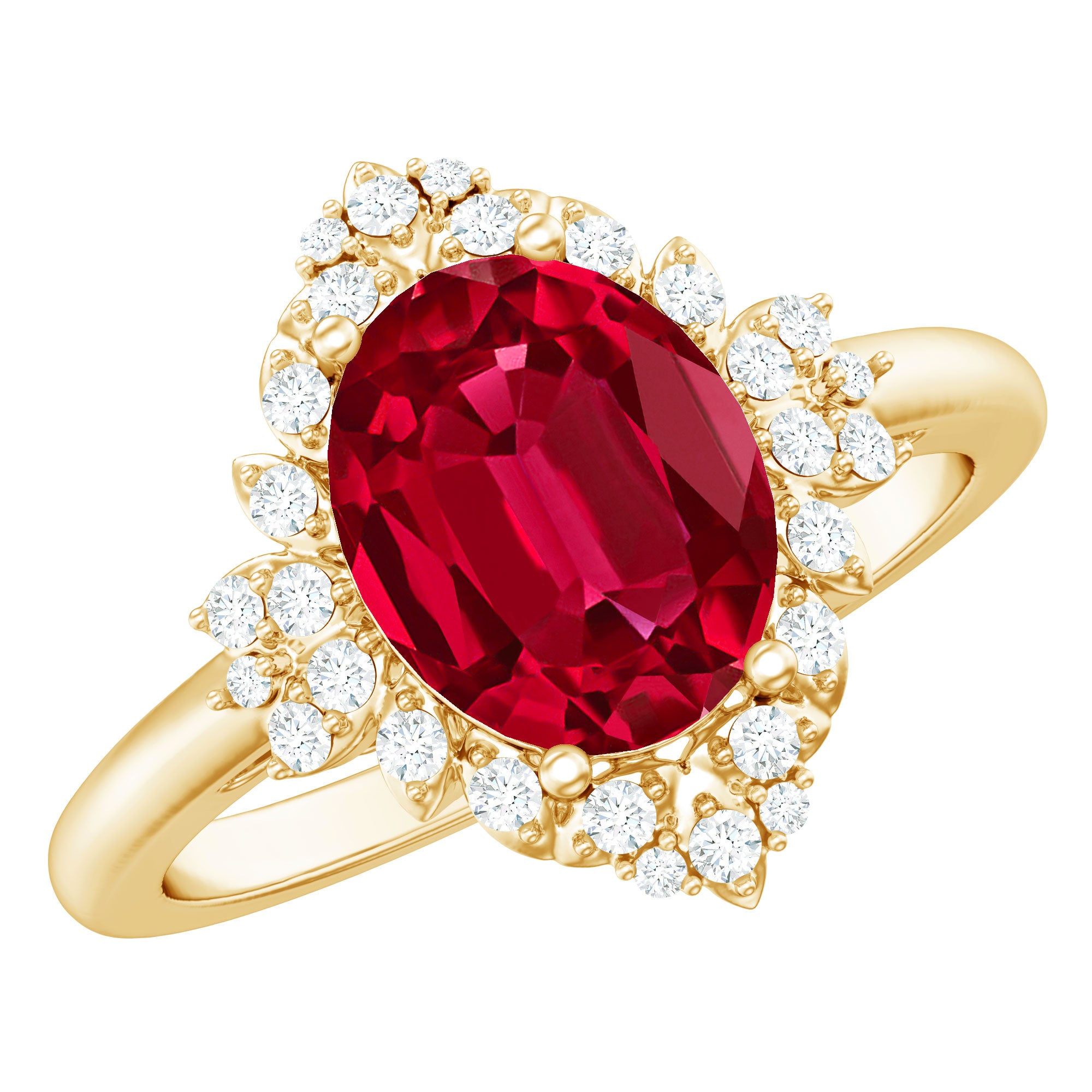 Vintage Inspired Lab Grown Ruby and Diamond Engagement Ring AAAA - Rosec Jewels