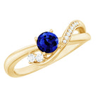 Certified 0.6 Carat Lab Grown Blue Sapphire Diamond Promise Ring for Women AAAA - Rosec Jewels