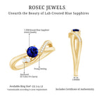Certified 0.6 Carat Lab Grown Blue Sapphire Diamond Promise Ring for Women AAAA - Rosec Jewels
