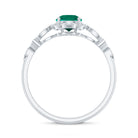 Rosec Jewels-Lab Grown Emerald Art Deco Engagement Ring With Diamond