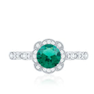 Rosec Jewels-Lab Grown Emerald Art Deco Engagement Ring With Diamond