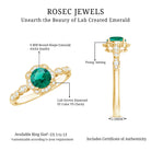 Rosec Jewels-Lab Grown Emerald Art Deco Engagement Ring With Diamond