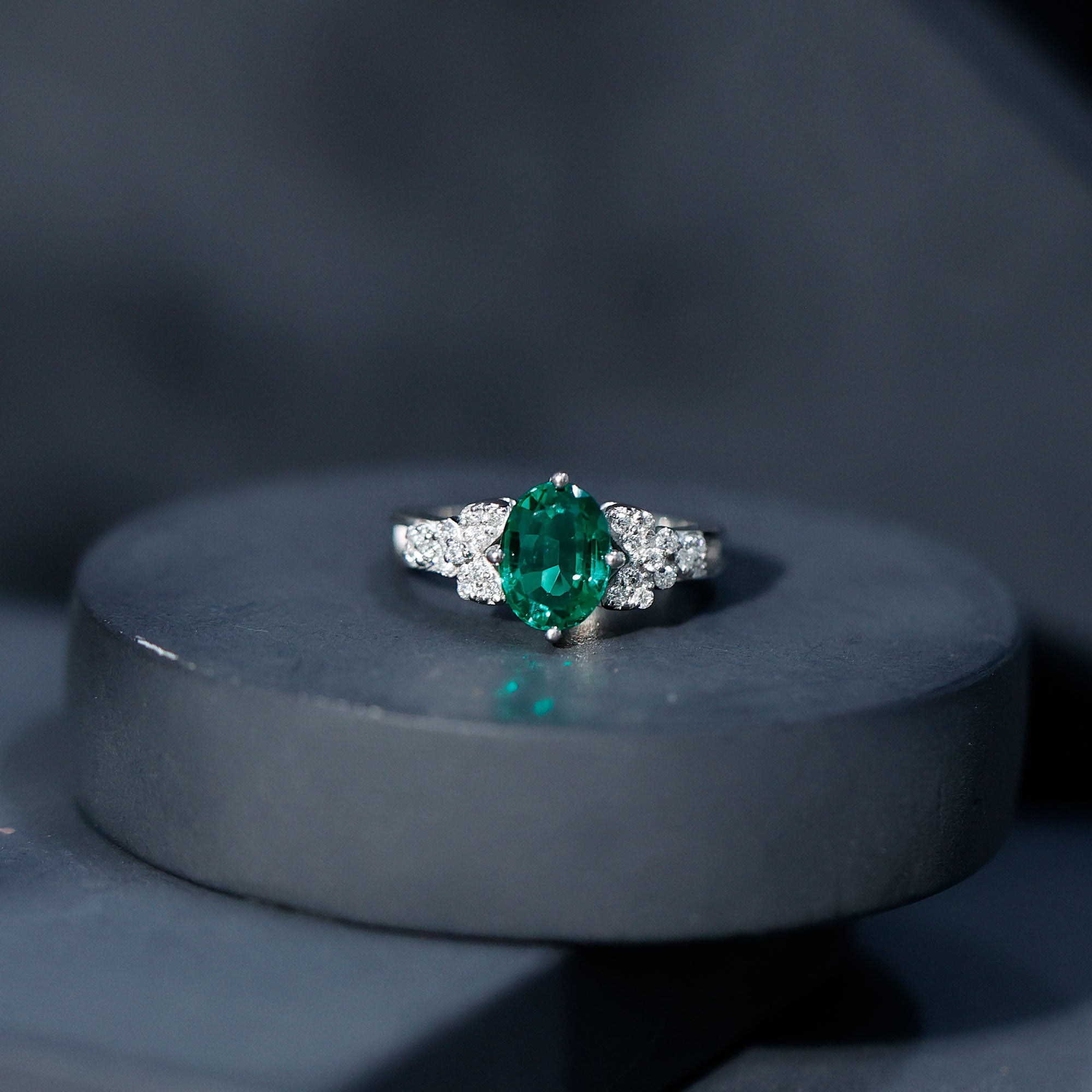 Rosec Jewels-Designer Lab Grown Emerald Engagement Ring