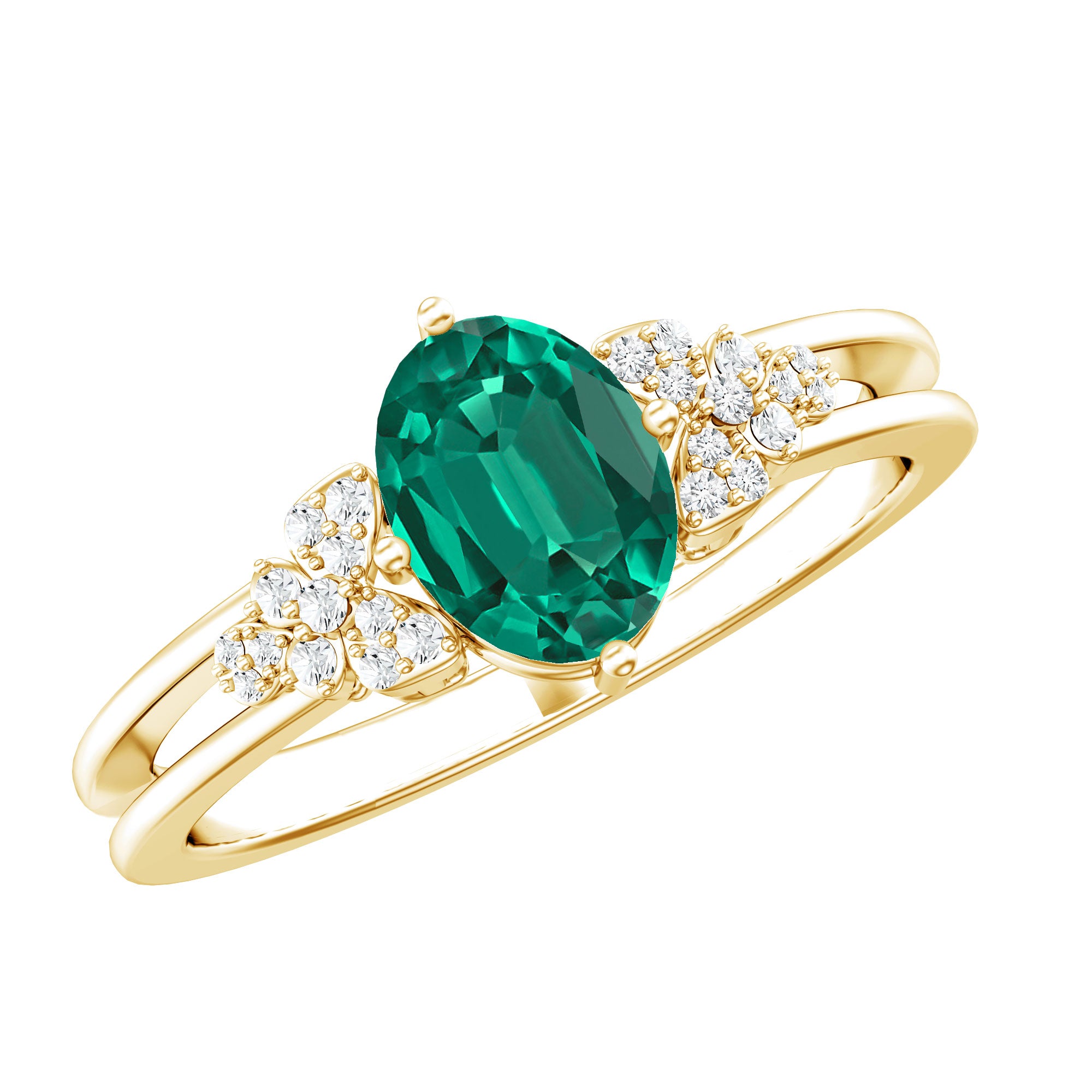 Rosec Jewels-Designer Lab Grown Emerald Engagement Ring