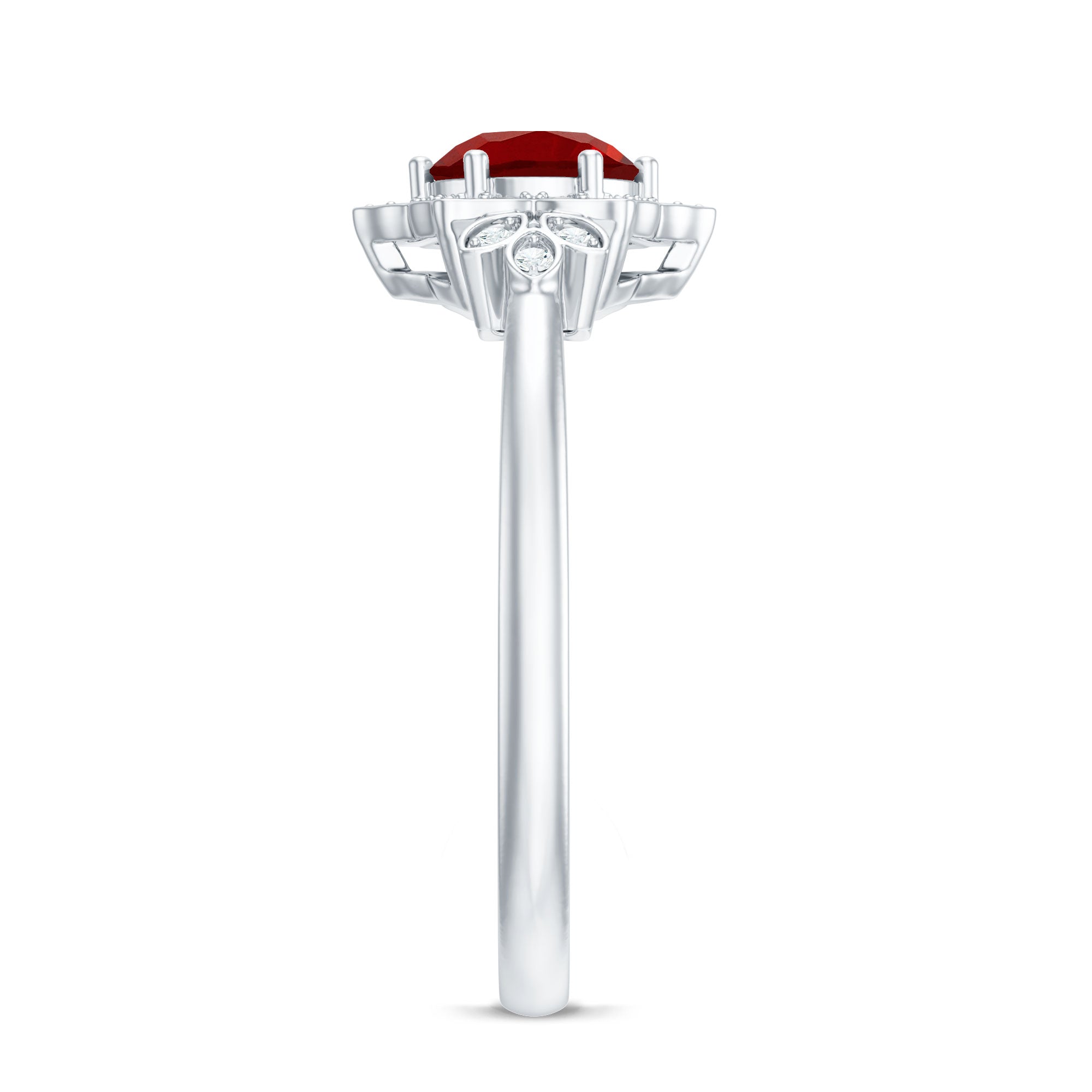 Rosec Jewels-Lab Grown Ruby and Diamond Flower Engagement Ring