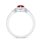 Rosec Jewels-Lab Grown Ruby and Diamond Flower Engagement Ring
