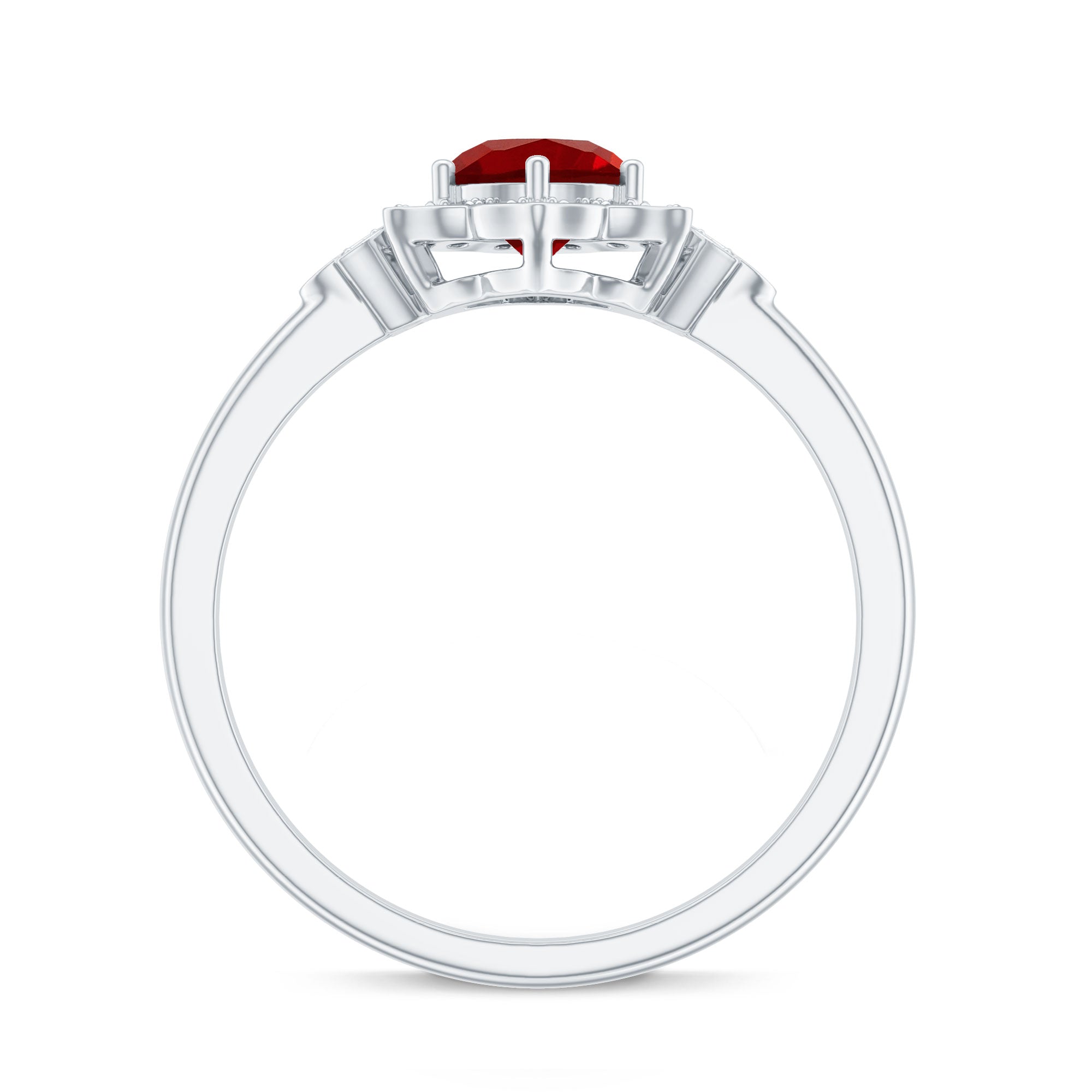 Rosec Jewels-Lab Grown Ruby and Diamond Flower Engagement Ring