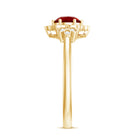 Rosec Jewels-Lab Grown Ruby and Diamond Flower Engagement Ring
