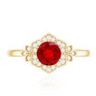 Rosec Jewels-Lab Grown Ruby and Diamond Flower Engagement Ring
