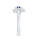 Natural Inspired 0.6 Carat Lab Grown Blue Sapphire Engagement Ring with Diamond Halo AAAA - Rosec Jewels