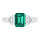 Lab Grown Emerald Designer Engagement Ring With Diamond AAAA - Rosec Jewels