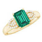 Lab Grown Emerald Designer Engagement Ring With Diamond AAAA - Rosec Jewels