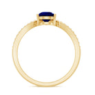 Certified 1.6 Carat Pear Shape Lab Grown Blue Sapphire Chevron Engagement Ring with Diamond AAAA - Rosec Jewels