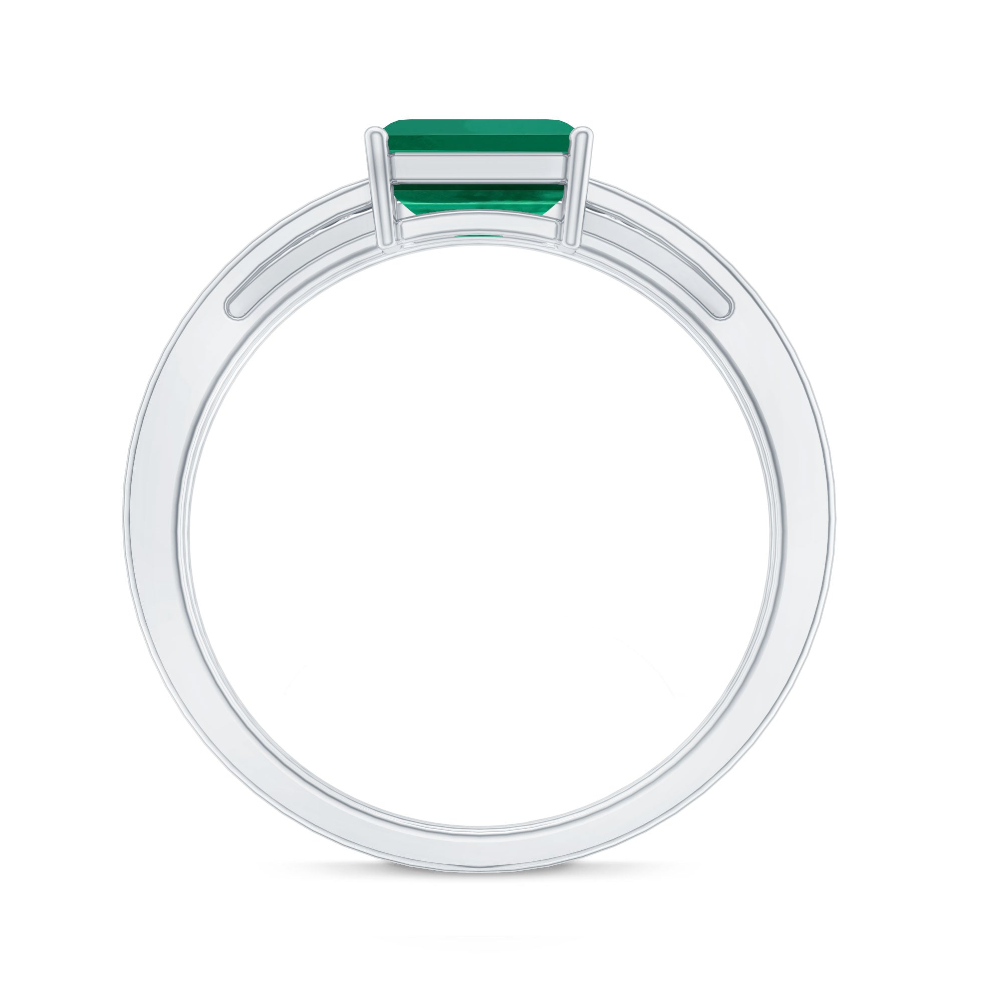 Rosec Jewels-Certified Lab Grown Emerald East West Engagement Ring