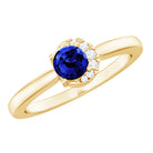 Certified Lab Grown Blue Sapphire Diamond Promise Ring for Women AAAA - Rosec Jewels