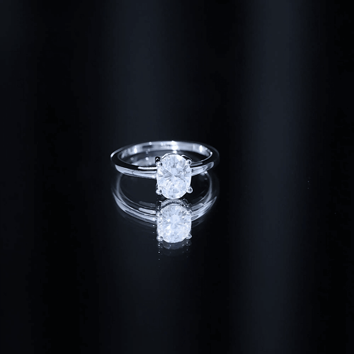 Certified 1.2 Carat Moissanite Oval Engagement Ring in Silver D-VS1 92.5 Sterling Silver - Rosec Jewels