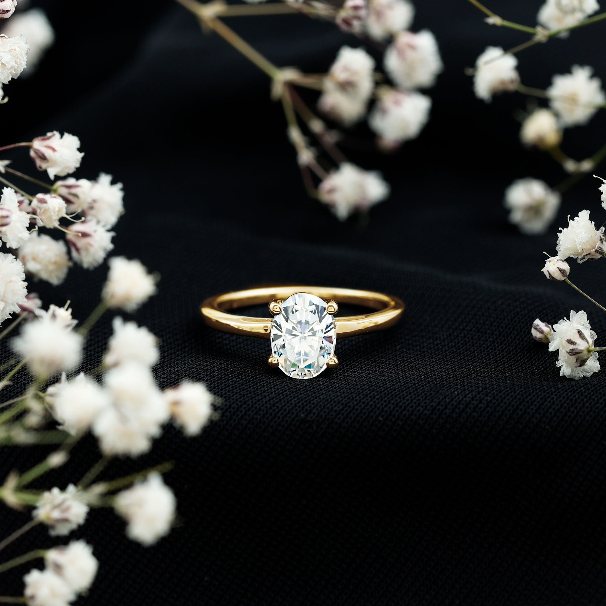 Rosec Jewels-Certified 6X8mm Solitaire Moissanite Oval Engagement Ring