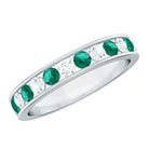 Certified Lab Grown Emerald Diamond Half Eternity Anniversary Band in Channel Setting AAAA - Rosec Jewels