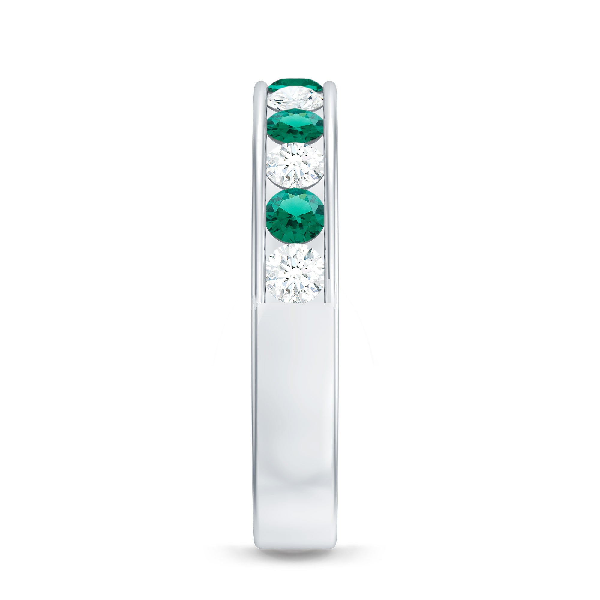 Certified Lab Grown Emerald Diamond Half Eternity Anniversary Band in Channel Setting AAAA - Rosec Jewels