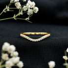 Curved Lab Grown Diamond Wedding Band – Chevron Pavé Contour Ring Lab - ( EF-VS ) 14K Yellow Gold - Rosec Jewels